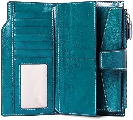 Sendefn Жени Кожа Паричници Рфид Блокирање Држач Спојката Картичка Дами Чанта Со Џеб Патент