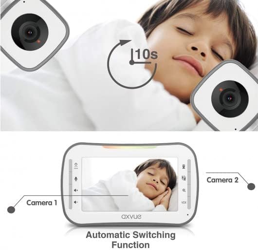 Axvue Видео Бебе Монитор, Удобно Тенок Дизајн Рачно Куќиште, 4.3 Монитор На Екранот &засилувач; 2 Камера, Опсег