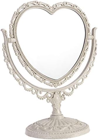 Огледало за шминка за десктоп Lurrose Vintage, двострана таблета суета огледало ротирачки козметичко огледало огледало