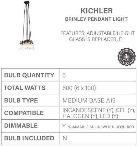 Кихлер Бринли 7,75 6 лесен приврзок со јасно стакло Олде Бронза®