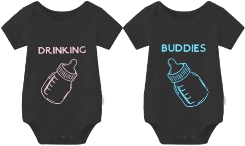 Ysculbutol Бебе близнаци за пиење со каросерии за пиење новородени бебиња ромпер близнаци момче девојче што одговара