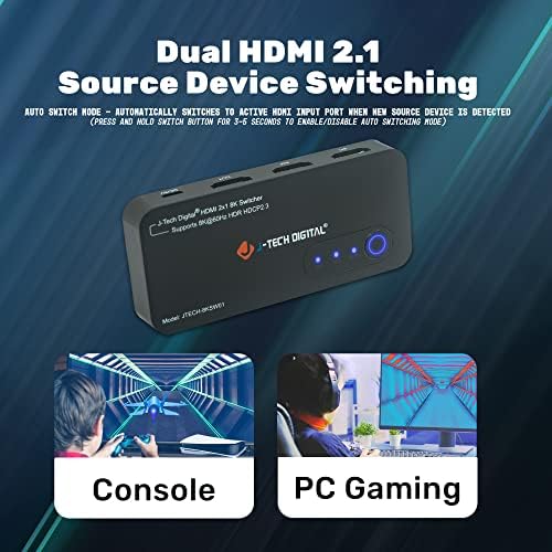 8K HDMI 2.1 Прекинувач 2 Во 1 Надвор 48Gbps 8K 60Hz 4K 120HZ HDMI Прекинувач ЗА PS5 Xbox BluRay Со Автоматски