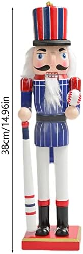 Бејзбол Оревокршач Божиќн декор - Орнаменти на кукли од оревчери од 38 см. Статуа на војник од дрвени ореви