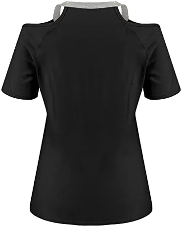 Xiloccer Симпатични кошули за жени летни v вратот од рамото печати кратки ракави маички врвна блуза