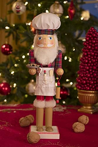 Умни креации Бејкер Санта 15 инчи Традиционална дрвена оревчеста, празничен Божиќен декор за полици и табели