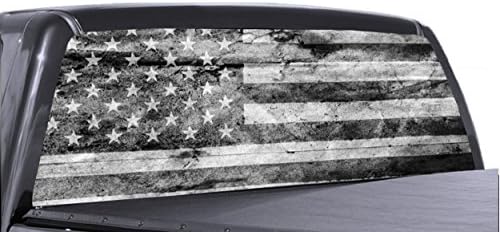 60 х 20 Црно-Бело Американско Знаме Потресен Камион Нијанса На Задниот Прозорец Перфориран Винил Графички