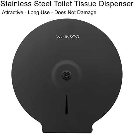 Диспензерот за тоалетна хартија за комерцијална хартија Vannsoso, wallид од не'рѓосувачки челик 9 инчи ролна тоалетна