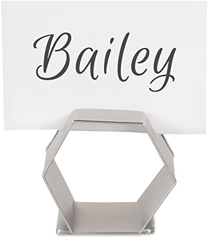 DII Декоративен геометриски сет на прстени од салфетка, место на држач за картички сребро, 6 брои