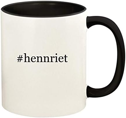 Подароци на Ник Нок hennriet - 11oz хаштаг керамички обоена рачка и внатре во чашата за чаша за кафе, црна