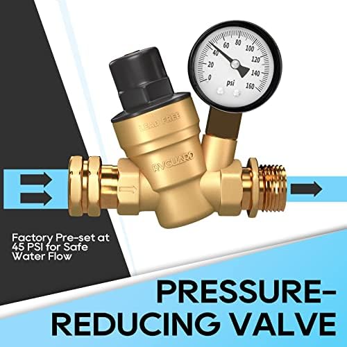 RVGuard RV Регулатор на вода за притисок на вода, вентил за прилагодување на притисокот на водата без месинг