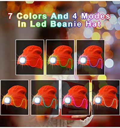 Szyicong LED Beanie со лесна, топла плетена капа за зимска безбедност, 7 бои 4 режими, unisex beanie капа со лесни