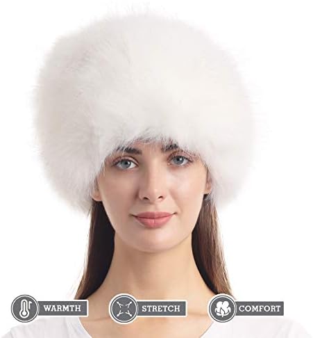Laенска женска капа за крзно за зима со истегнување козачки руски стил бело топло капаче