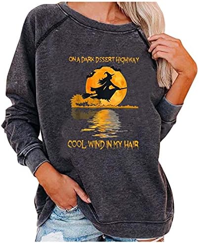 Женска џемпер за Ноќта на вештерките на темна пустинска автопат ладен ветер во мојата коса графички врвови смешни кошули