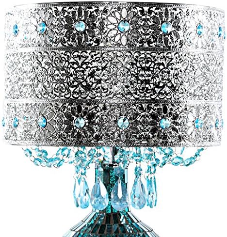 Река на стоки со накит на мозаик акцент ламба за спална соба или маса - 21,75 “во - ноќна ламба за спална соба - стил