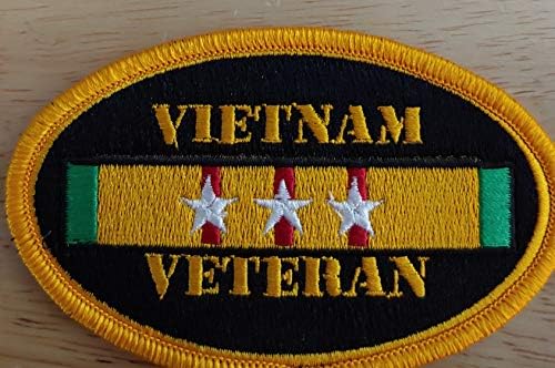 Ветеран за ветерани од Виетнам, Ironелезо-навоен патриотски амблем 3 кампања starsвезди златна граница