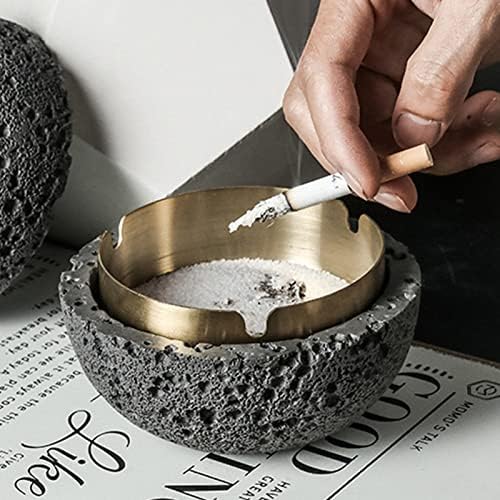 Нахен Месечината верзија бетонска пепел за цигари со капаци и не'рѓосувачки челик цемент, пепелник