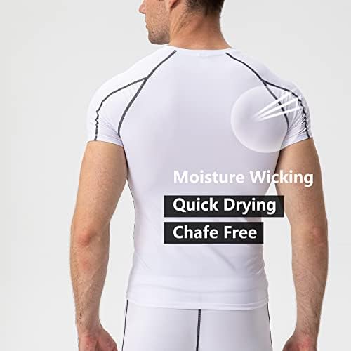 3 пакувања кошули за компресија за мажи, атлетски ладен сув краток ракав за маички маици маици под подмачкување
