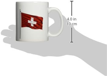 3drose Швајцарија на знаме за знаме над бела швајцарска кригла, 11 мл, керамика