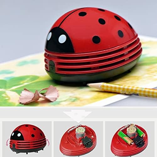 FDIT Mini Desktop Vacuum Cleantor Cartoon Ladybug Shiper рачен вакуум хартија преносен облик на бубамара за