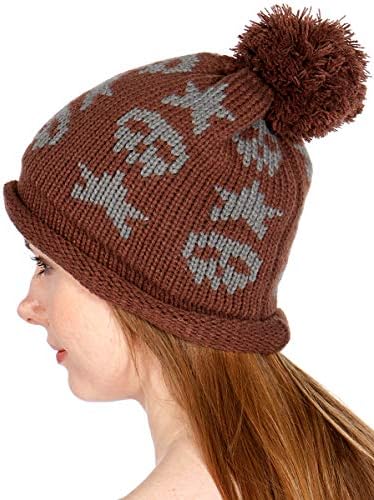 Serenita плетена пом пом -зимска капа, мек топол кабел плетен череп капа за жени мажи, капачиња за истегнување