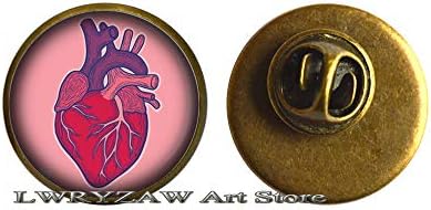 Уметнички срцев дијаграм пин брох, срце минималистички брош, пикав, едноставен брош, рачно изработен брош,