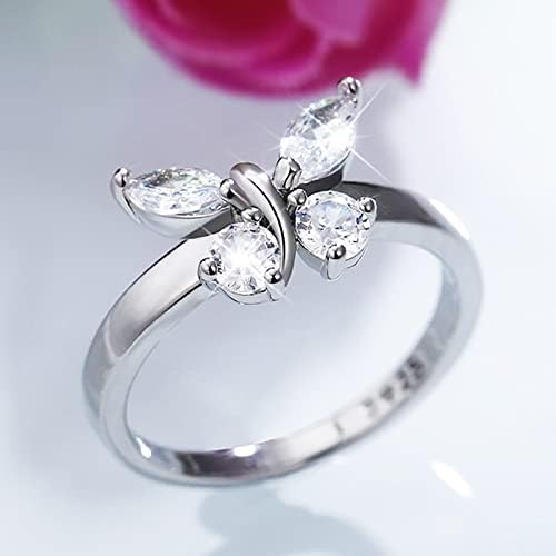 2023 Womenенски пеперутка цирконија дијамантски прстен за венчален прстен прилагодлив змеј прстен