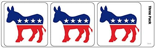 Опрема Тац - 3 Пакет Браник Налепници - Демократите Магаре Логото, Избори-3 х 3 инчи Секој-Професионално Направени