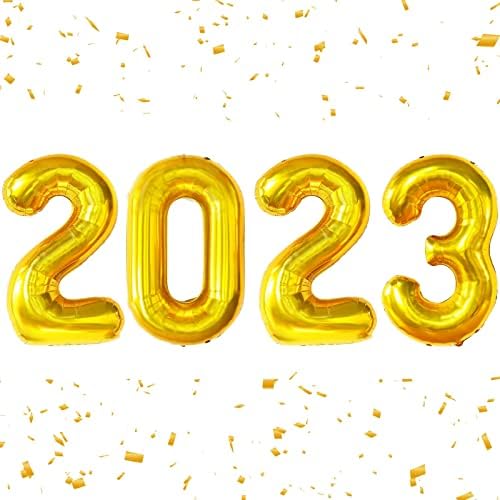 Балони за Дипломирање од 40 Инчи 2023 Година, Огромни Златни Броеви Балони Од Алуминиумска Фолија За