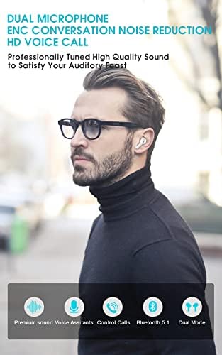 Безжични слушалки за ушите Bluetooth 5.1 со куќиште за полнење, IPX7 водоотпорни, во ушни ушни уши, изградени