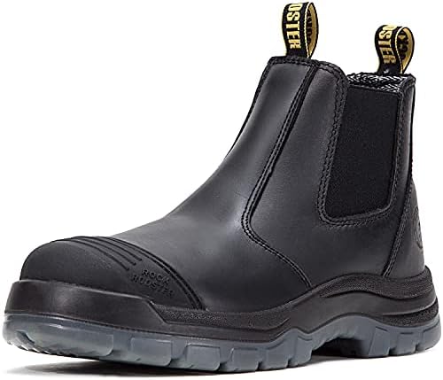 Работни чизми Rockroster за мажи, челични пети од 6 инчи, лизгајте се на безбедно подмачкани кожни чевли,